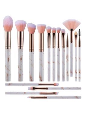 16PCs Marble Makeup Brushes Set Premium Synthetic Face Eye Lip Make Up Brush‎
